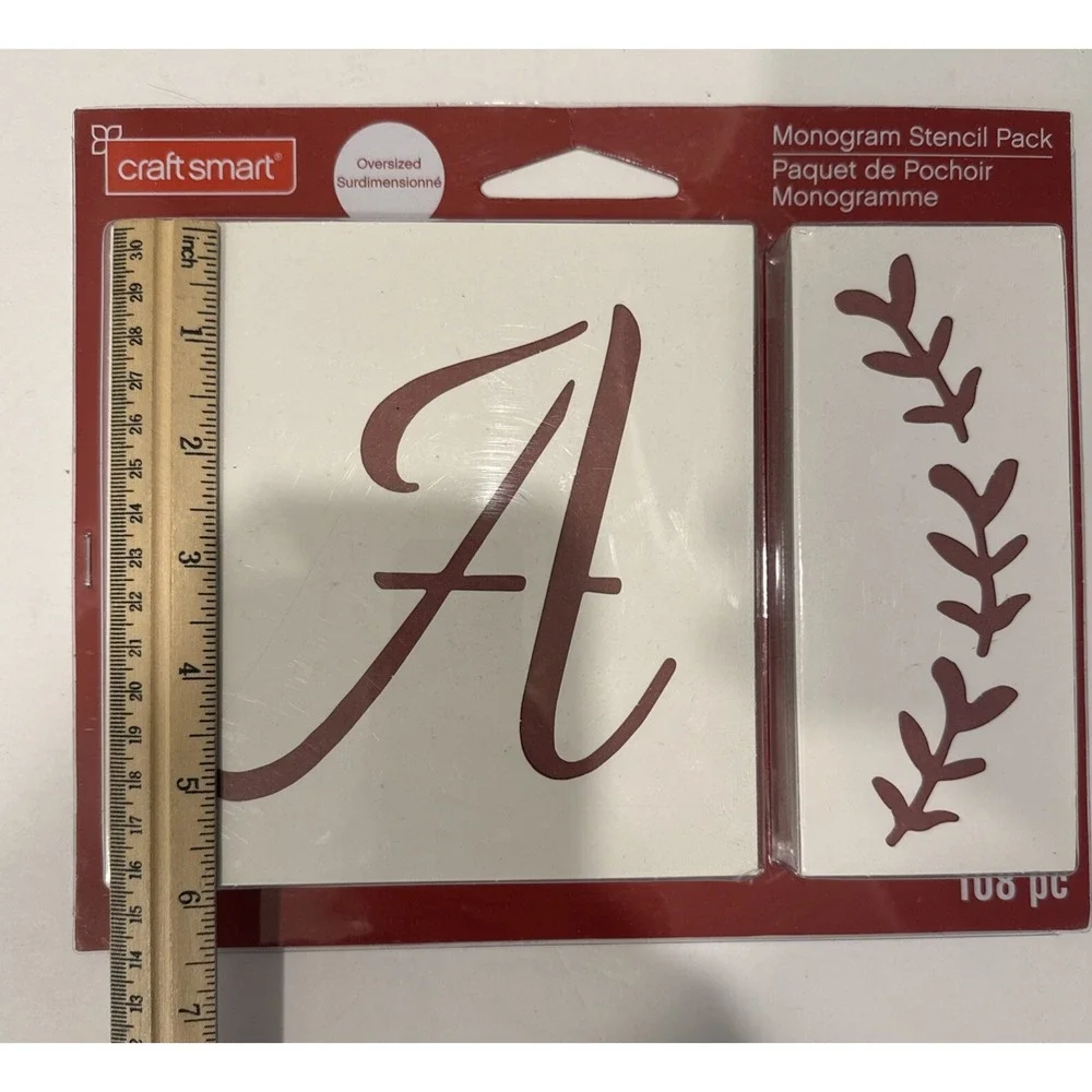 Craft smart Oversized Monogram Stencil Pack 108 Pcs. Upper Lower Case Surrounds
